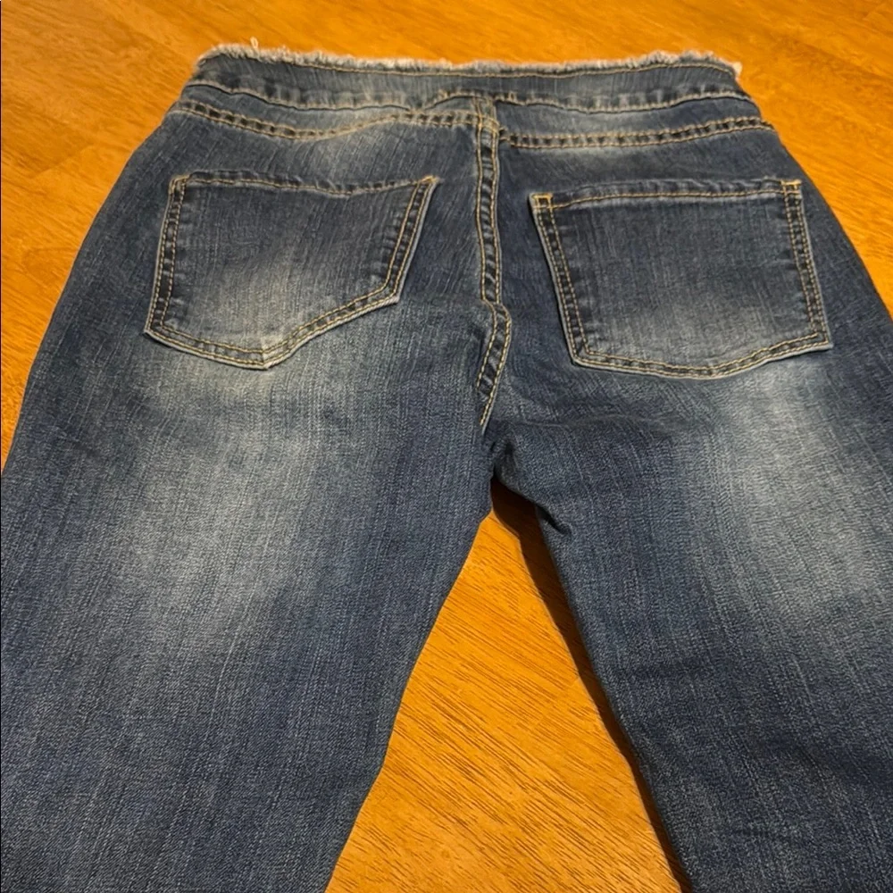 Gianni Bini Navy Flare Jeans with Bow Accents